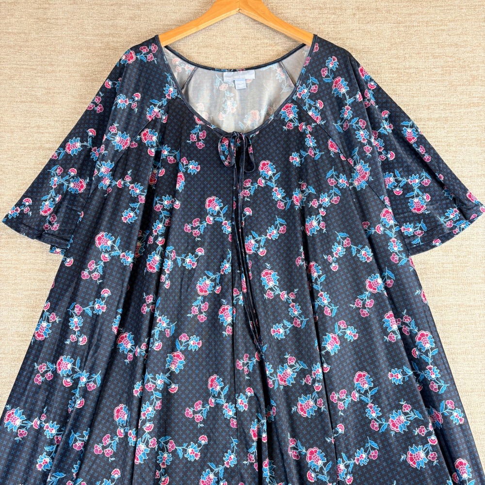 Only Necessities Floral Muumuu Loungewear Womens 4X Navy Blue Grannycore Floral